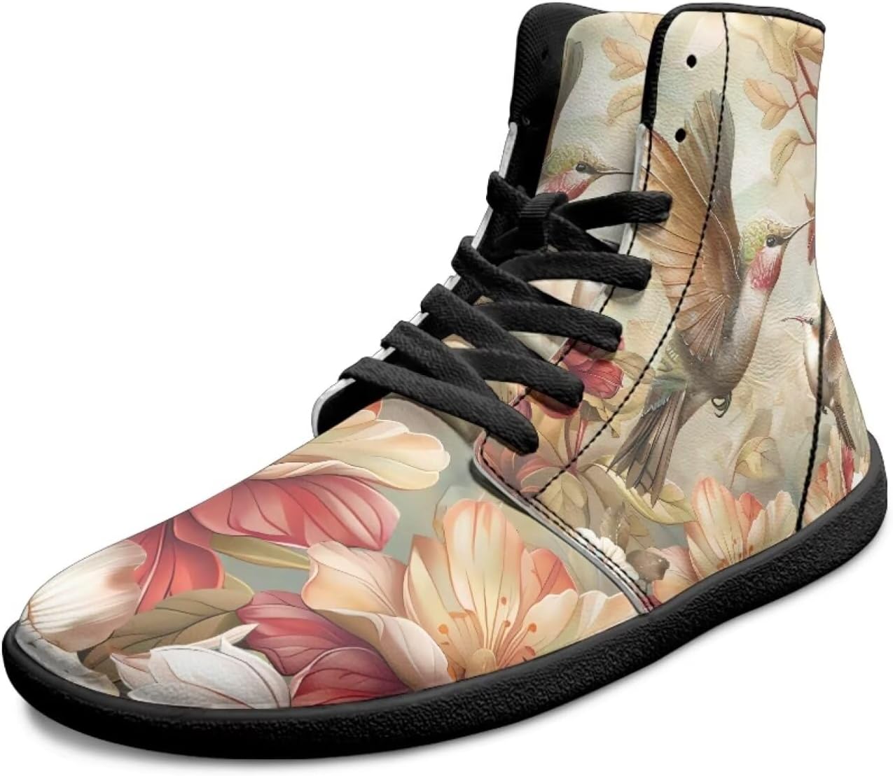 

Высокие мужские кроссовки для ходьбы босиком, противоскользящие, на шнуровке, с широким носком, повседневные, дышащие, для ходьбы и тренировок Xixirimido, Hummingbird Floral
