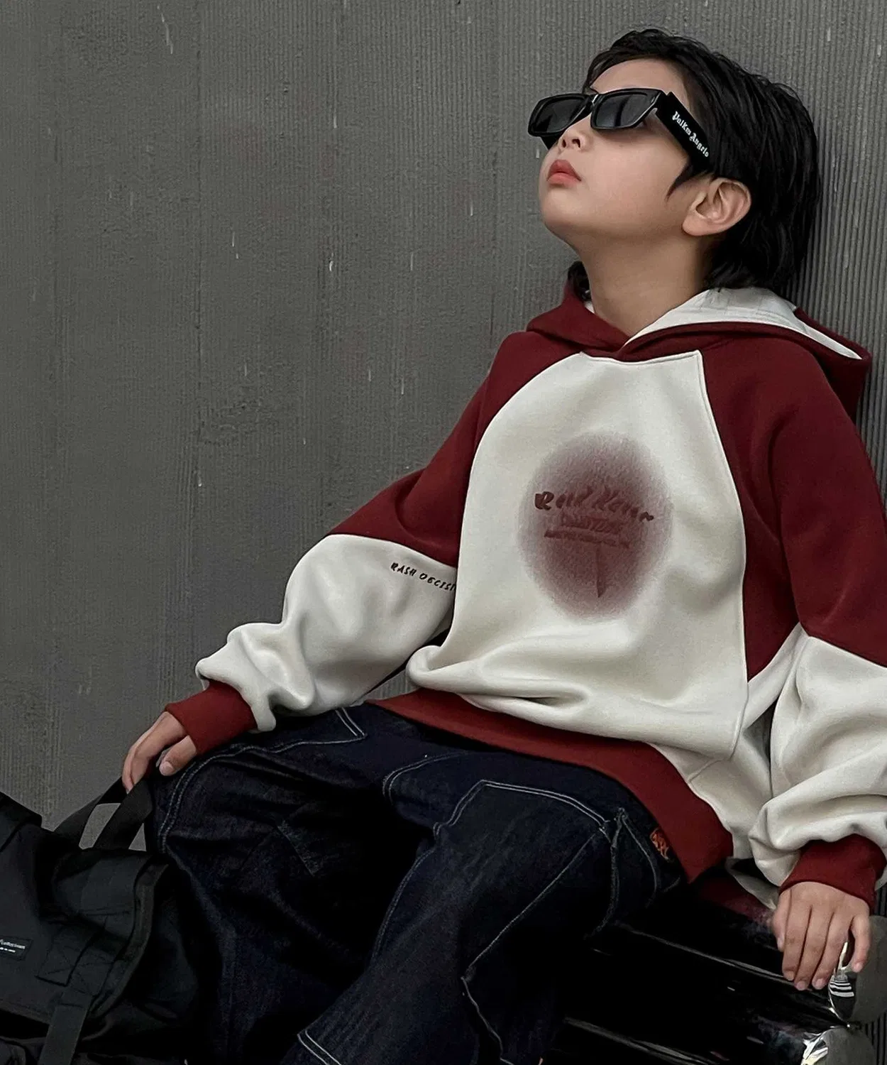 Детская худи с капюшоном aimoha-KIDS- оверсайз, офф-белый