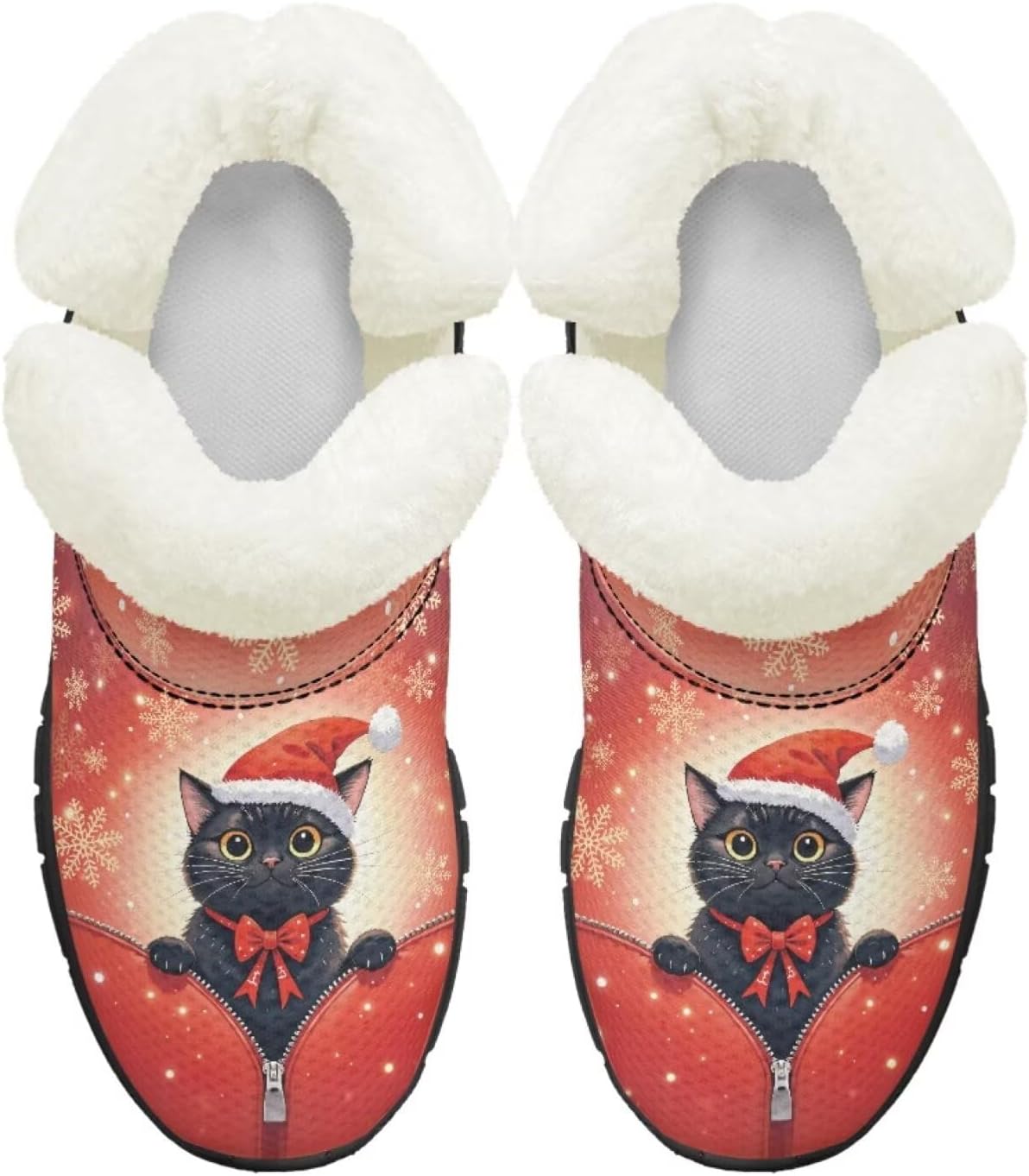 

Ботинки на осень-зиму для девочек, большие и маленькие дети, противоскользящие зимние ботинки, с меховой подкладкой, на липучке, повседневные Pointodoor, Xmas Bow Cat