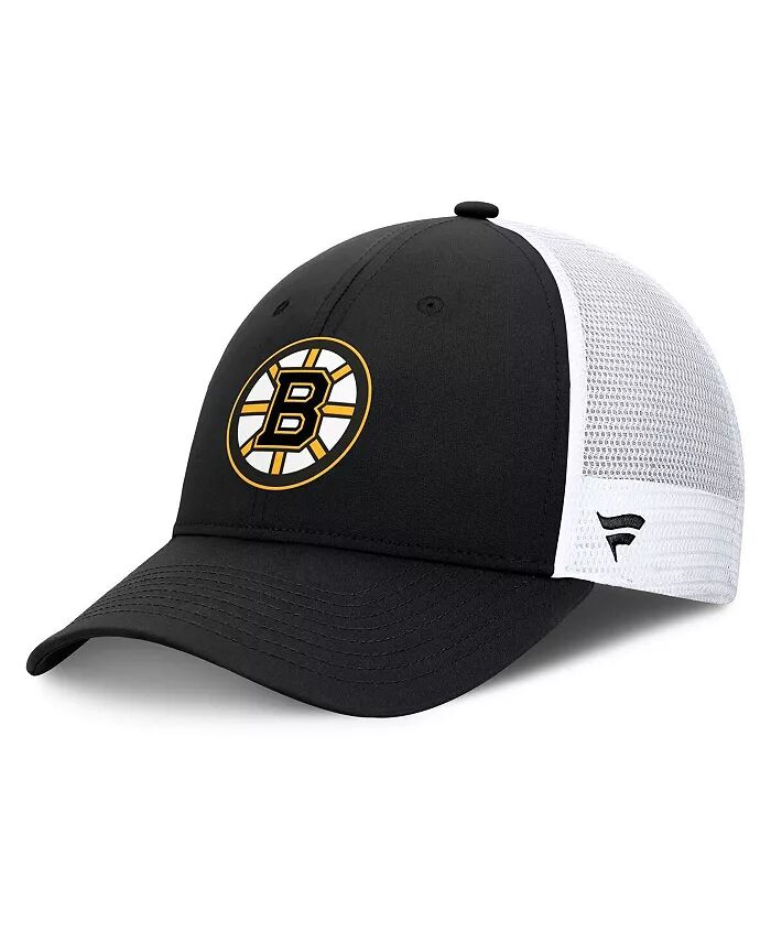

Мужская черно-белая бейсболка Boston Bruins Authentic Pro Simple Rink Trucker Adjustable Fanatics