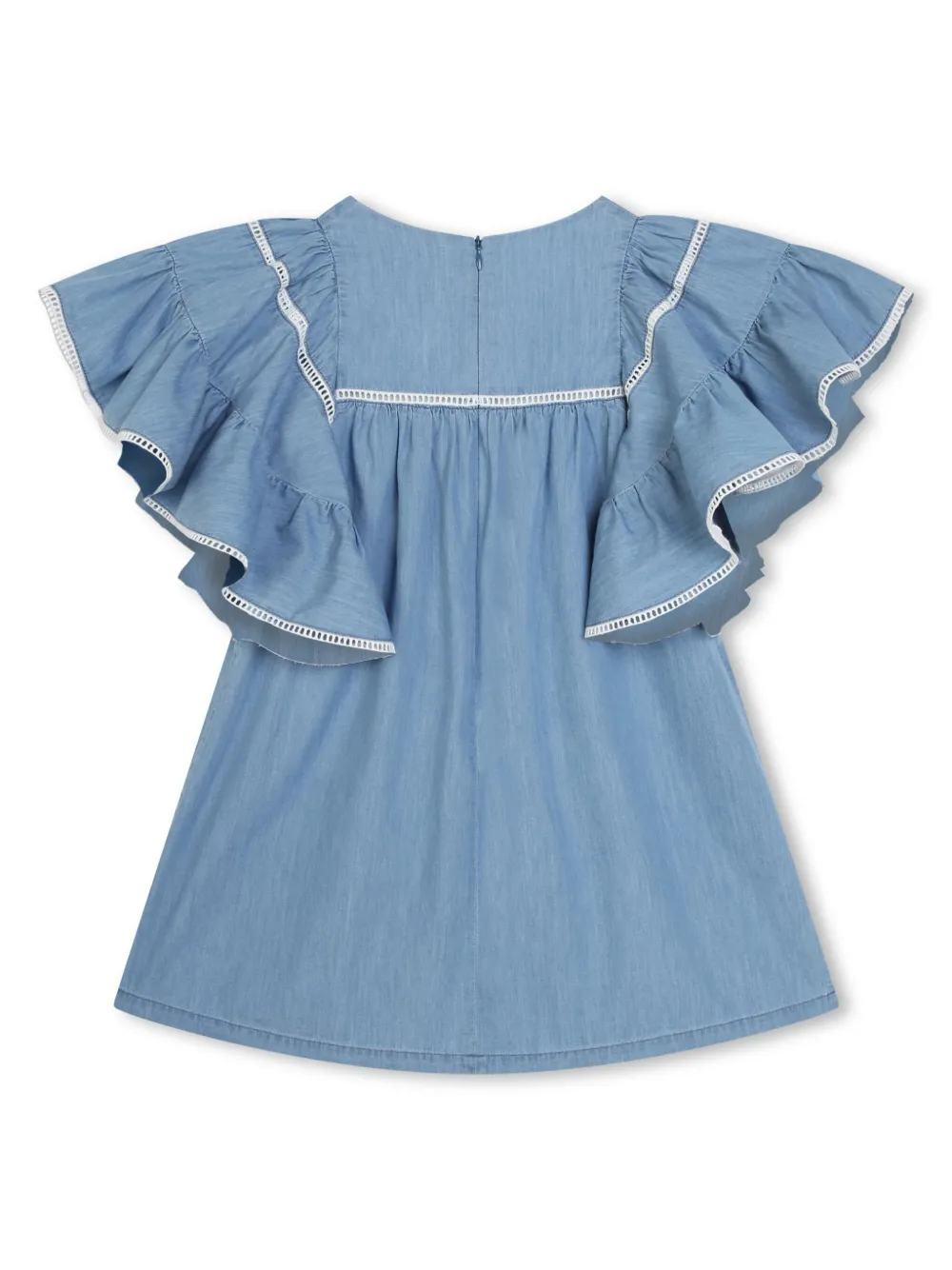 Платье из органического хлопка с оборками Chloé Kids, синий — фото 2