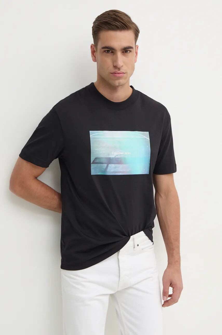 

Хлопковая футболка Calvin Klein Jeans, черный
