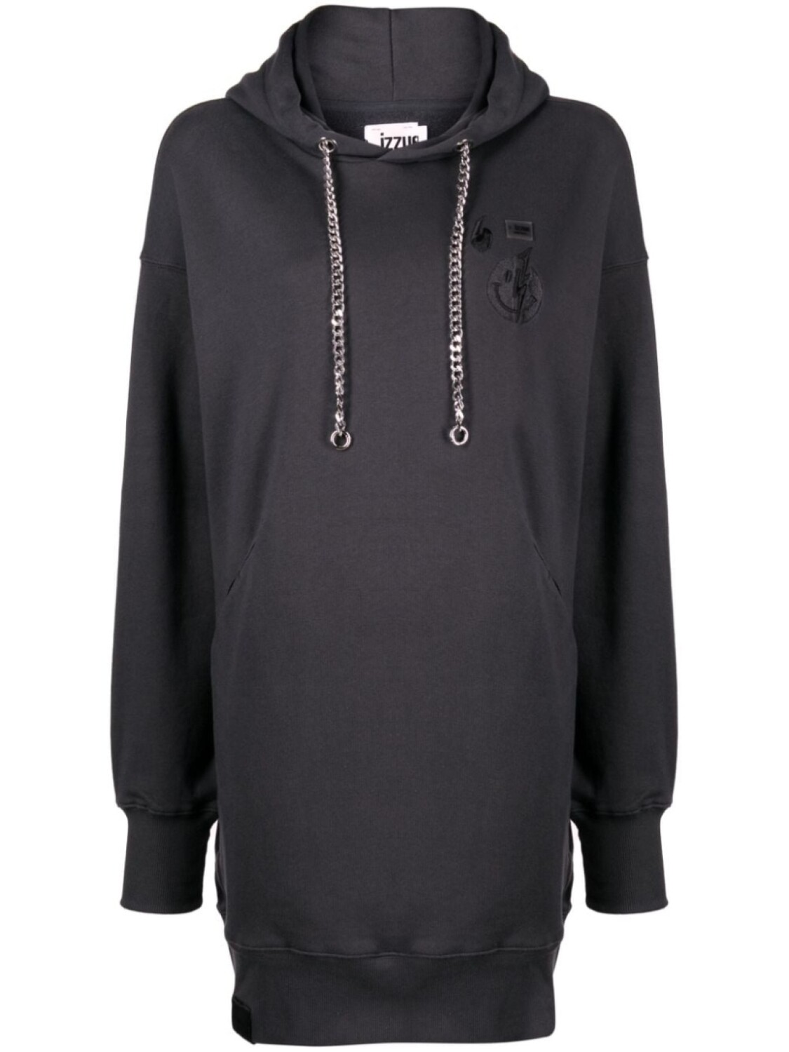 

izzue logo-embroidered cotton sweatshirt dress, серый