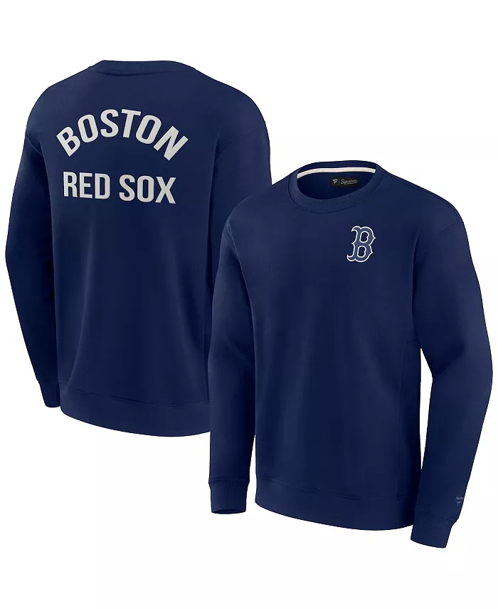 

Мужская и женская супермягкая толстовка с круглым вырезом Boston Red Sox в темно-синем цвете Fanatics Signature