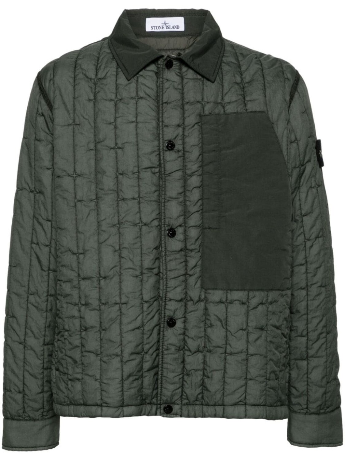 

Stone Island стеганая куртка-рубашка на кнопках, зеленый