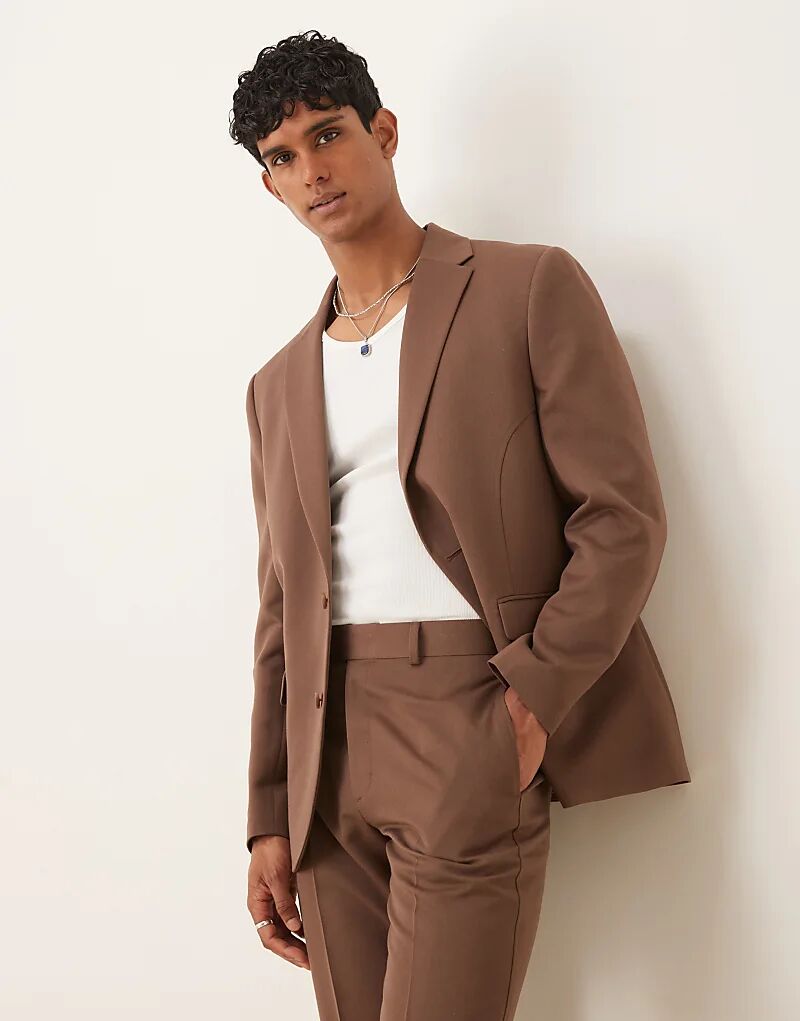 

Свободный пиджак ASOS DESIGN коричневого цвета с французским швом