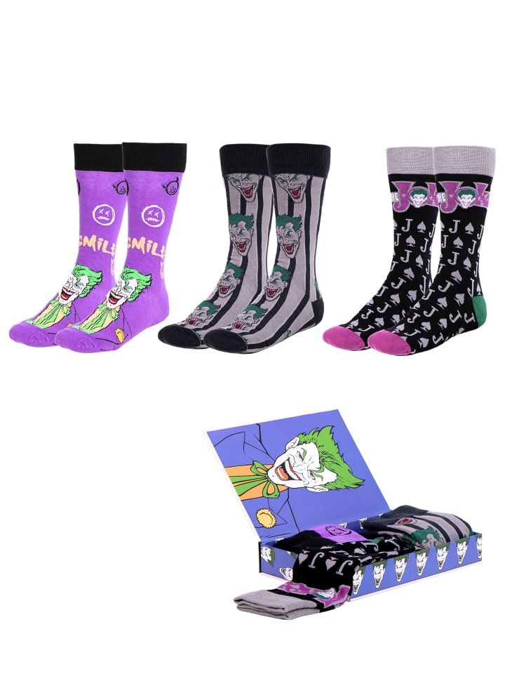 

Носки DC Comics 3er - Pack Socken Joker Geschenkset Gr. 38-45, красочный