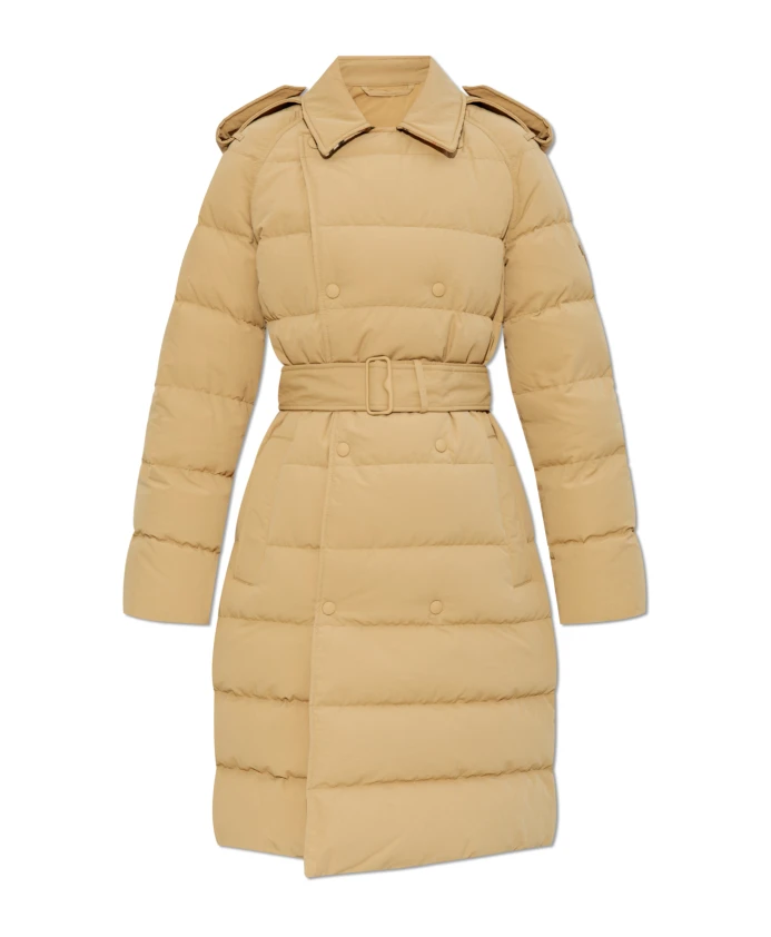 

Пуховик с поясом Burberry, бежевый