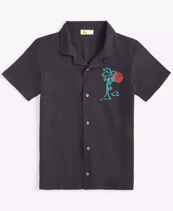 

Рубашка с коротким рукавом и вышивкой в виде пальмы для мальчиков Little & Big Boys Epic Threads, серый