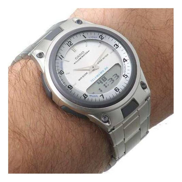 

Часы CASIO Stainless Steel Strap Waterproof White Analog/Digital Combo, белый