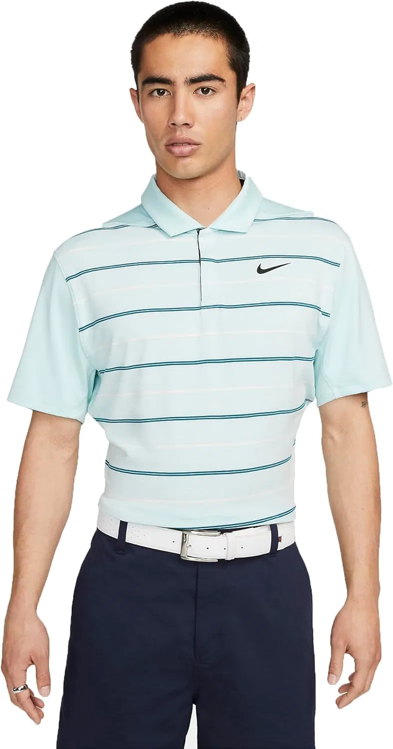 Мужская полосатая рубашка поло для гольфа Nike Dri-FIT Tiger Woods