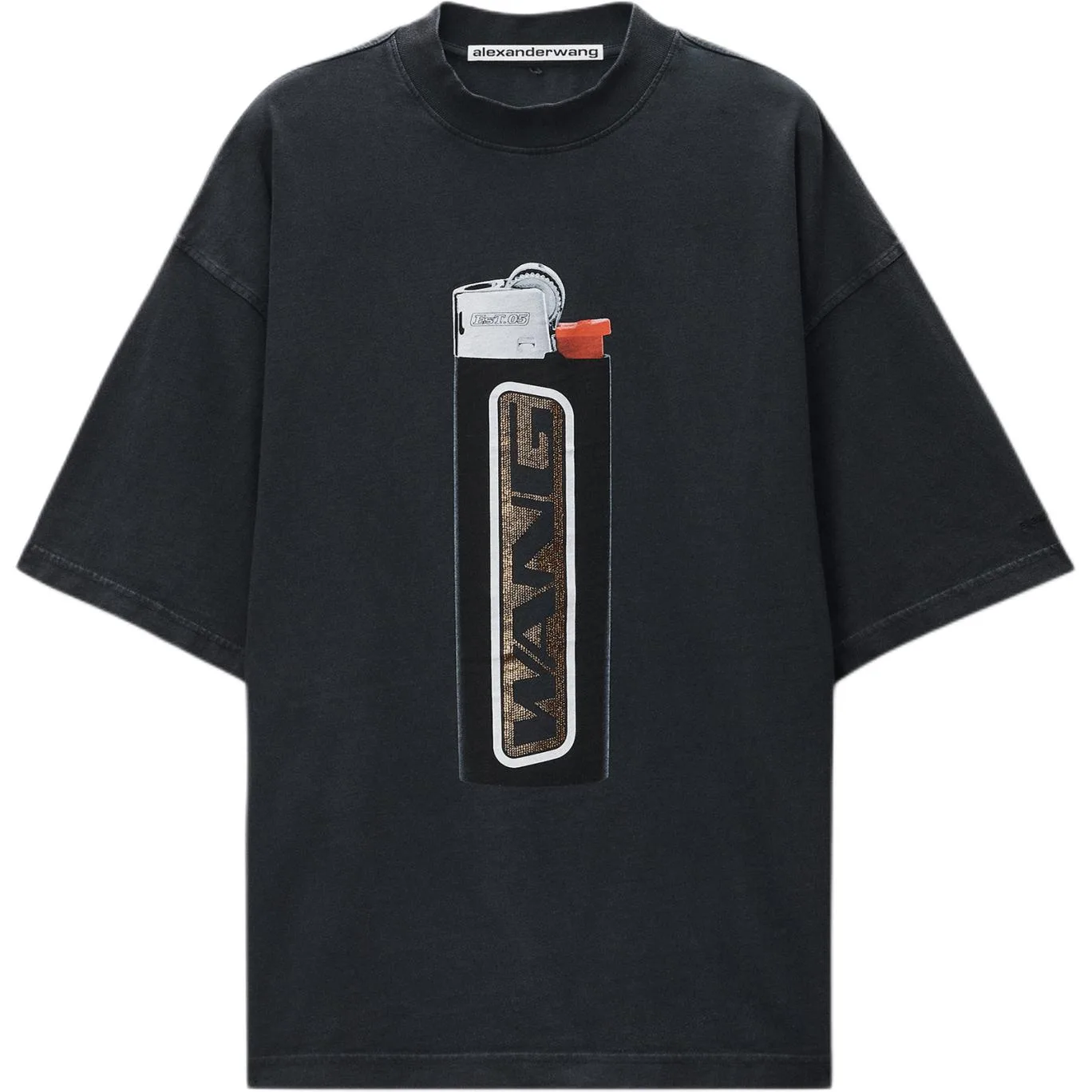 Alexander Wang Футболка Women's Washed Black Crew Neck