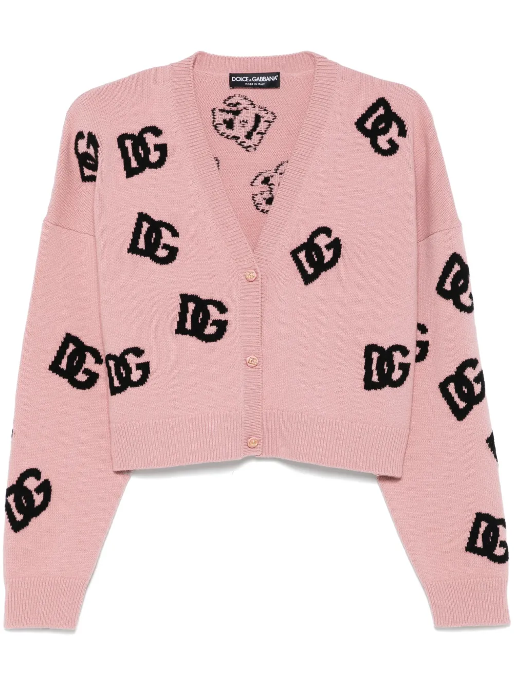 

Укороченный кардиган с жаккардовым логотипом DOLCE & GABBANA, розовый