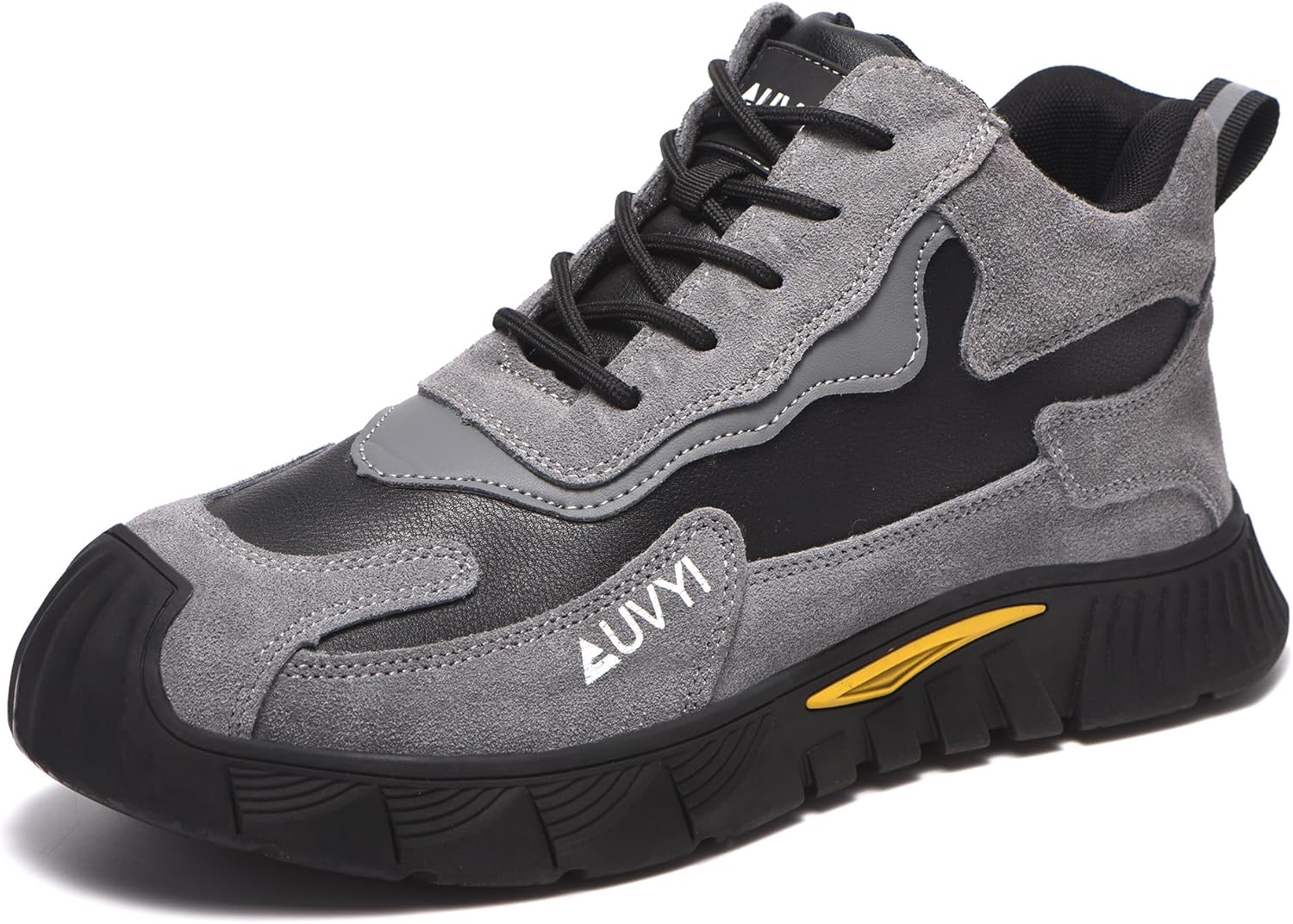 

Ботинки с стальным носком AUVYI для мужчин - широкие, удобные, прочные, искробезопасные защитные ботинки с противоскользящей подошвой для промышленного строительства, серый