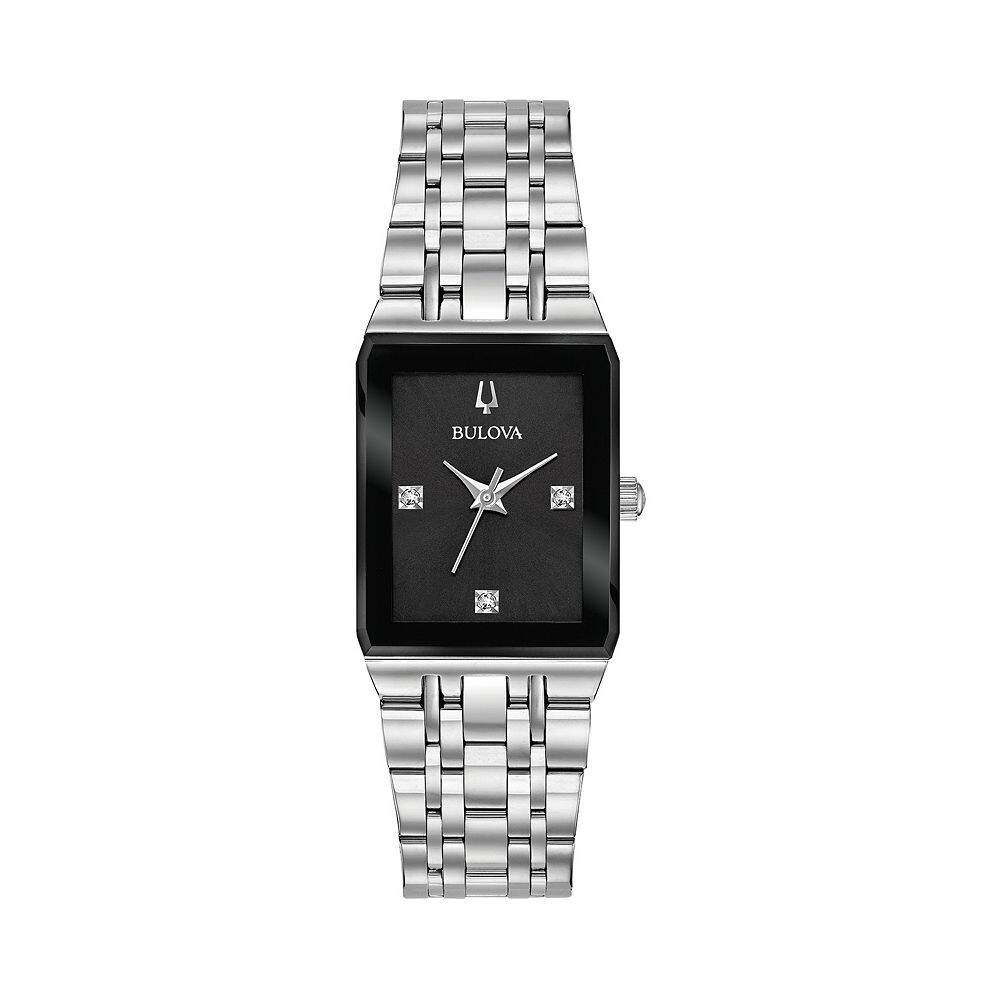 

Женские часы Bulova Quadra из нержавеющей стали с бриллиантами — 96P202, цвет Silvertone