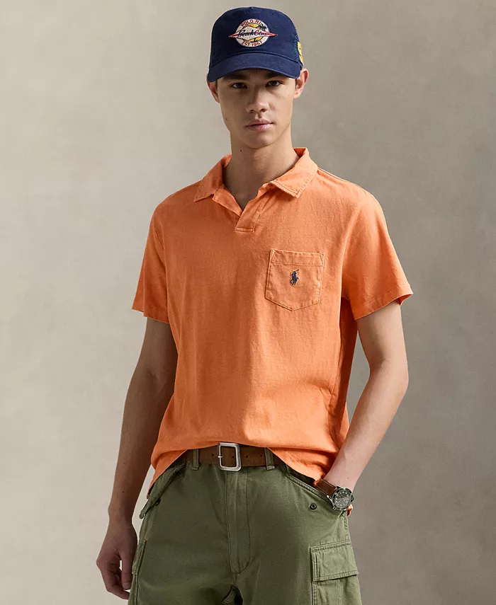 

Мужская классическая хлопково-льняная поло-рубашка из джерси Polo Ralph Lauren, розовый