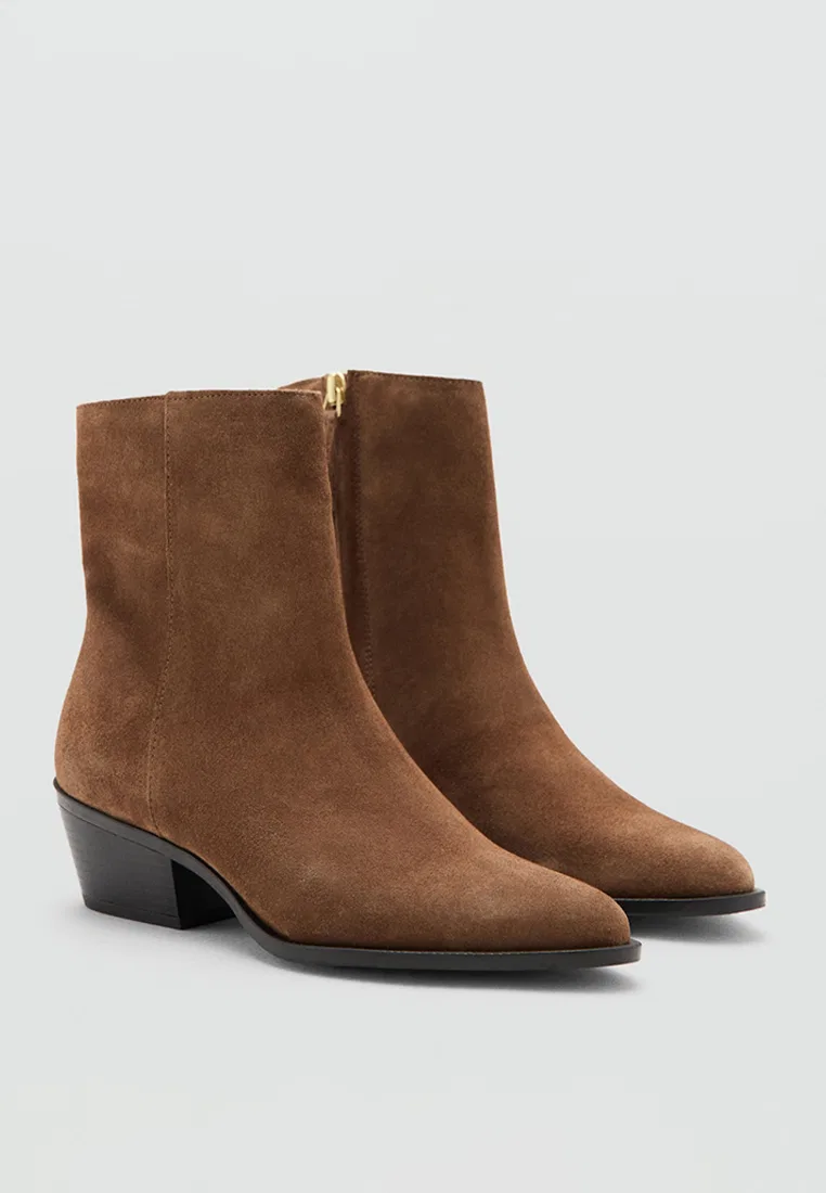 Мужские замшевые ботинки на каблуке, модель Heel Suede Ankle Boots Mango, коричневый — фото 2