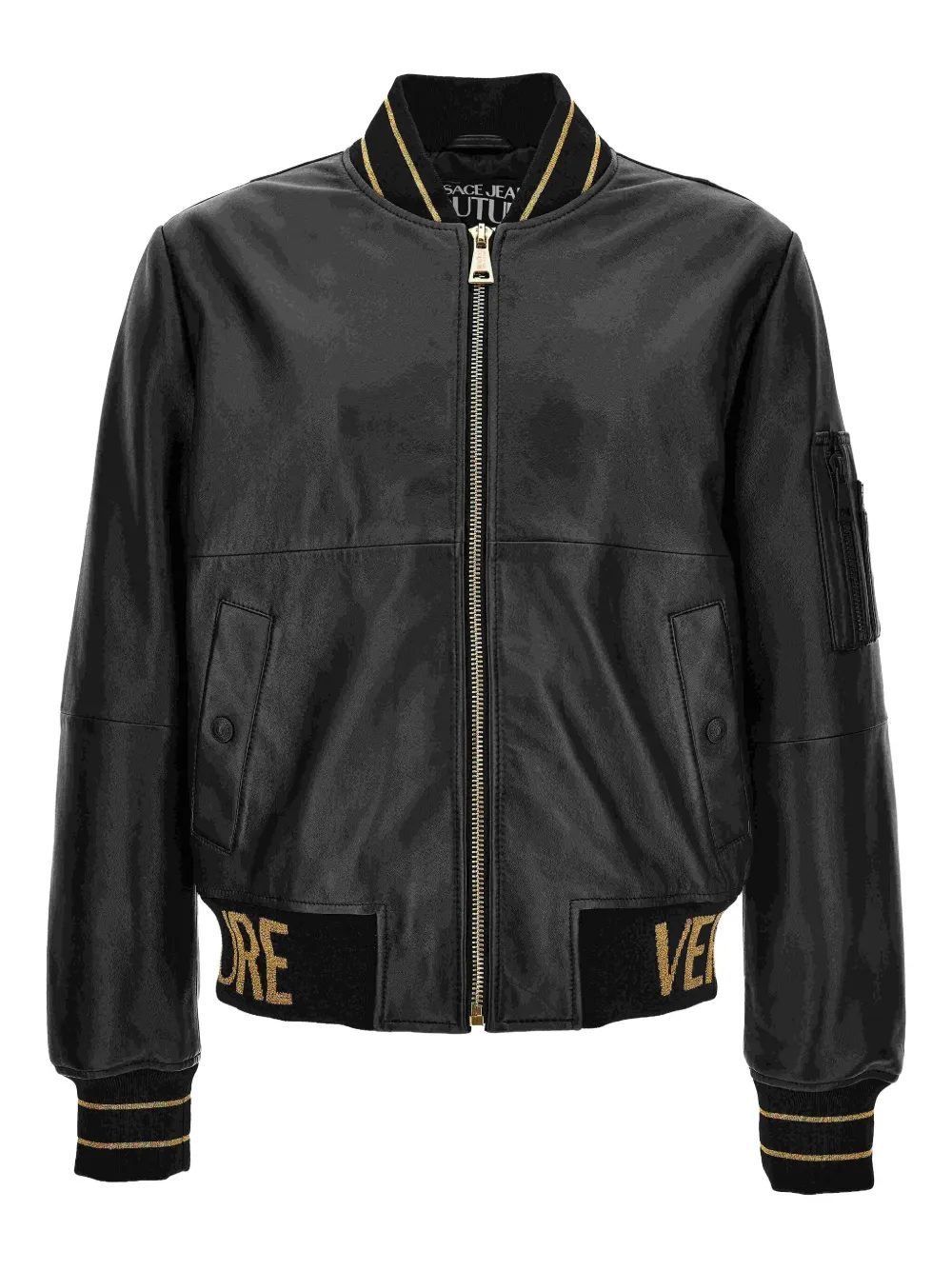 

Бомбер с отделкой в рубчик Versace Jeans Couture, черный
