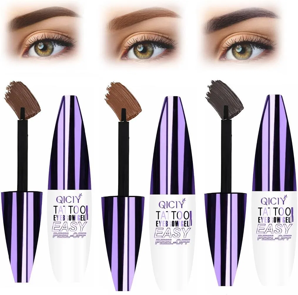 Гель для бровей Easy Peel Tattoo Blow, набор 3 шт., коричневый+светло-коричневый+серо-коричневый, Kuqeoa