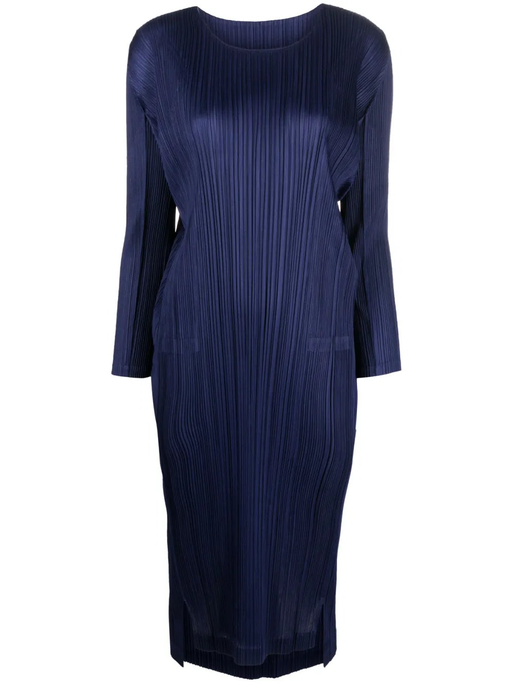 

Плиссированное платье миди с длинными рукавами Pleats Please Issey Miyake, синий
