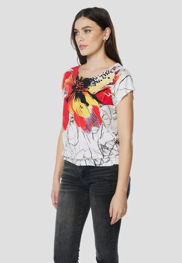 

Футболка с коротким рукавом и принтом Koroshi, Blanco White, Белый, Футболка с коротким рукавом и принтом Koroshi, Blanco White