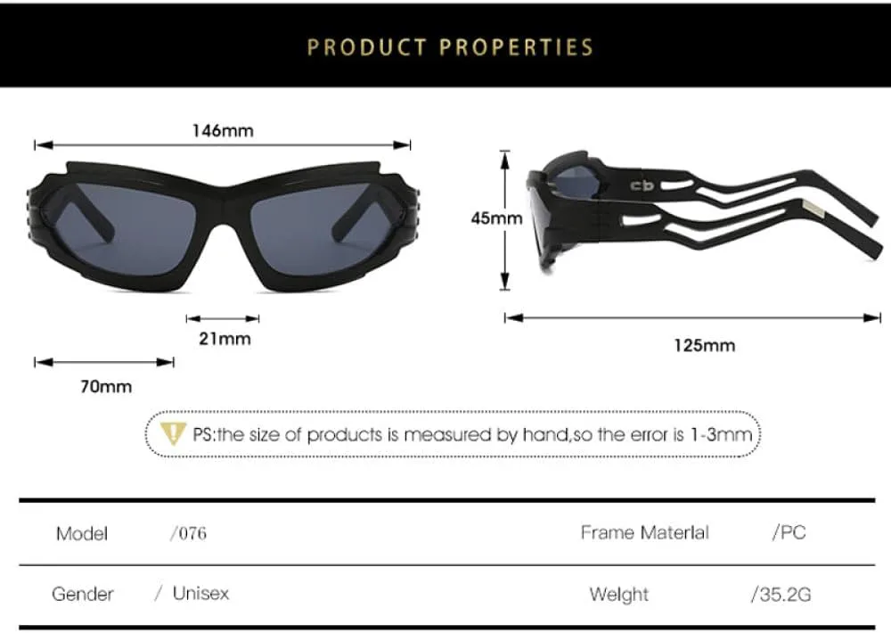 

Панк-солнцезащитные очки для женщин, роскошные цельные солнцезащитные очки с обтекаемой формой, очки с защитой от УФ-излучения UV400 для мужчин TYUVIVO, Black Gray