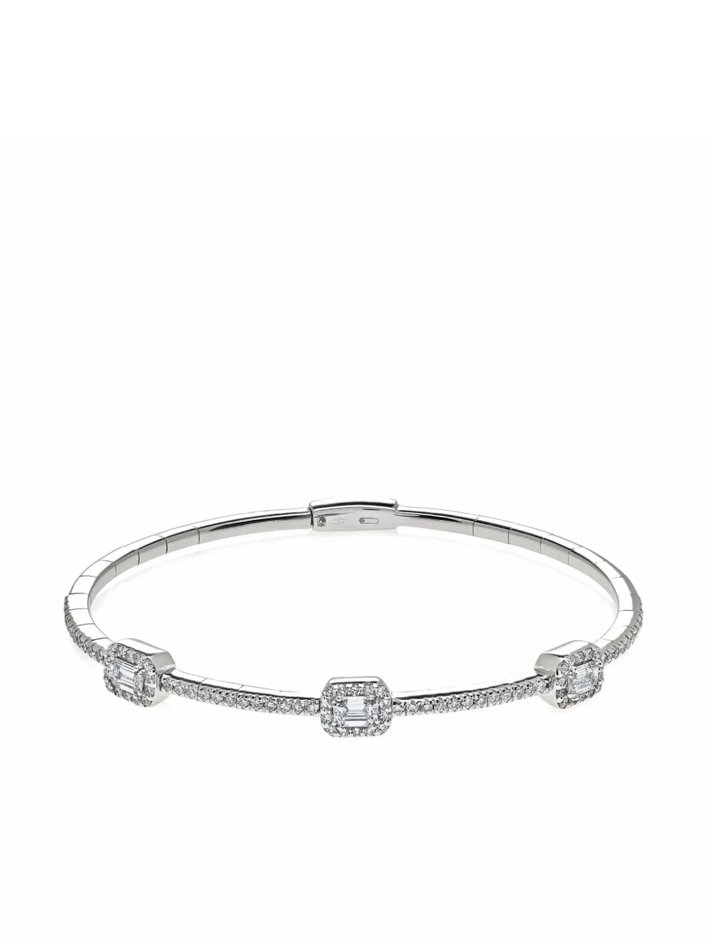 

Браслет-бэнгл из белого золота с бриллиантами Jewels Aficionado, серебяный