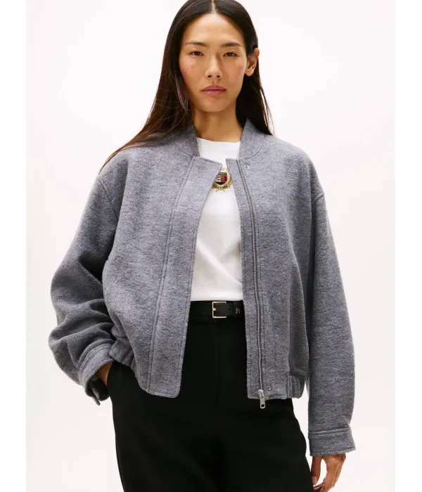 Шерстяная куртка-бомбер regular fit Tommy Hilfiger, серый