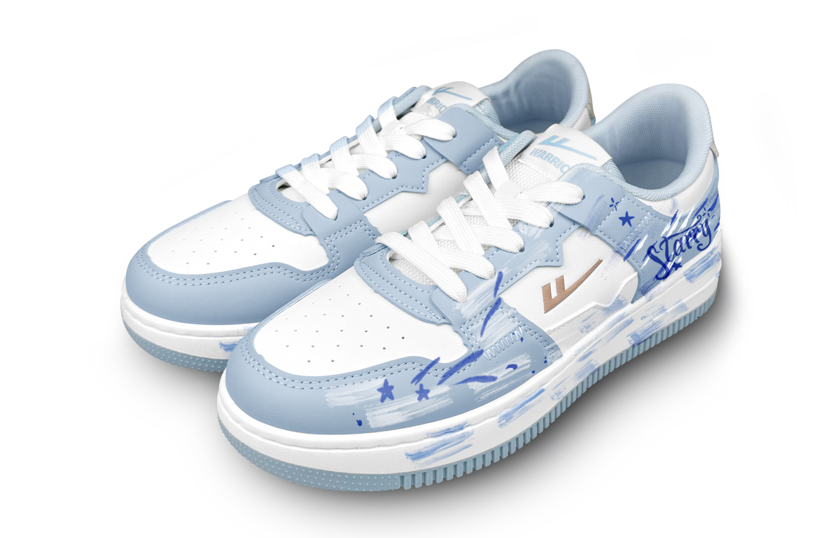 WARRIOR Износостойкие и легкие низкие кроссовки для скейтбординга Unisex White Blue — фото 4