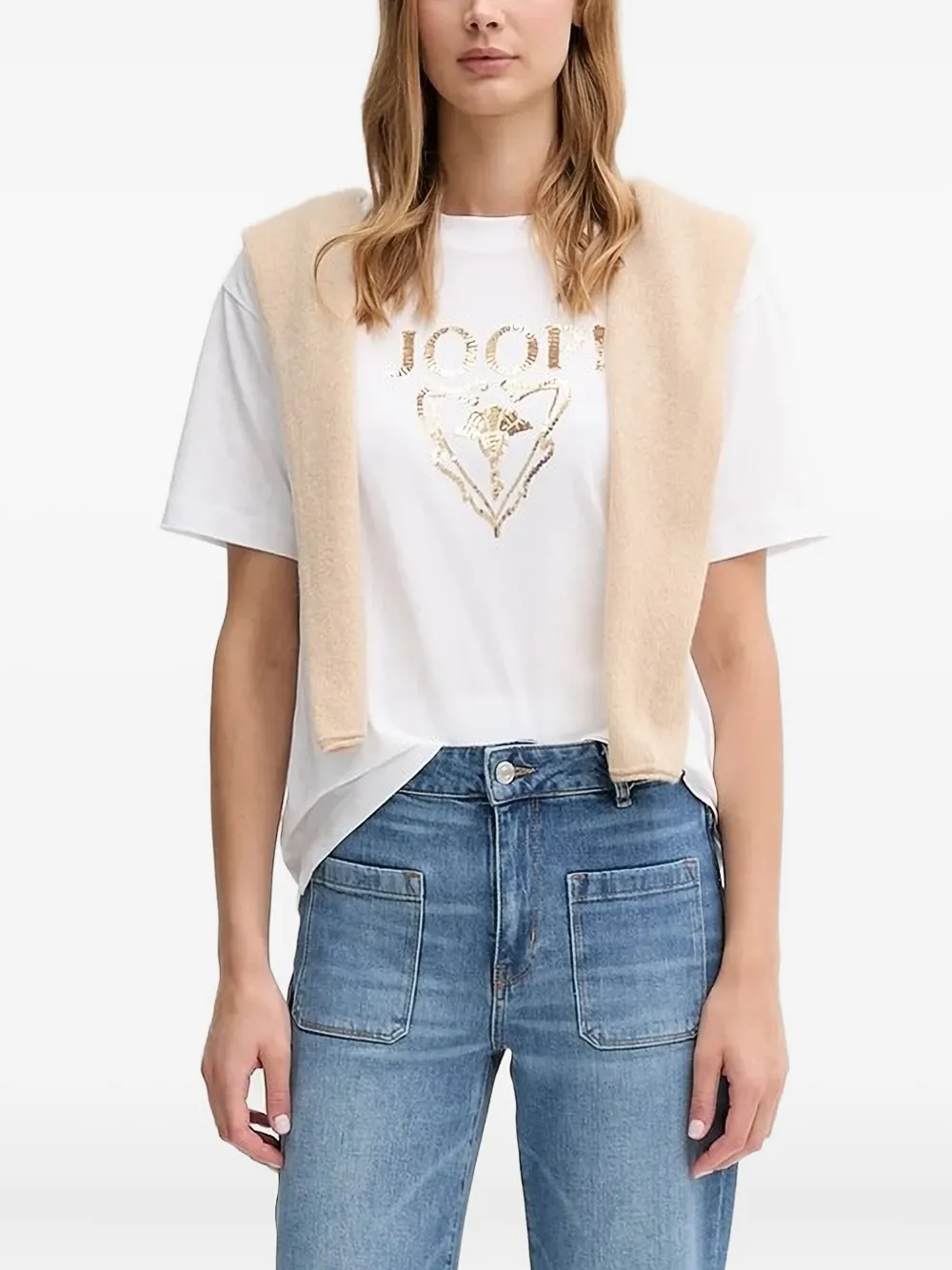 

Топ с логотипом Tomma, украшенный пайетками Joop!, белый