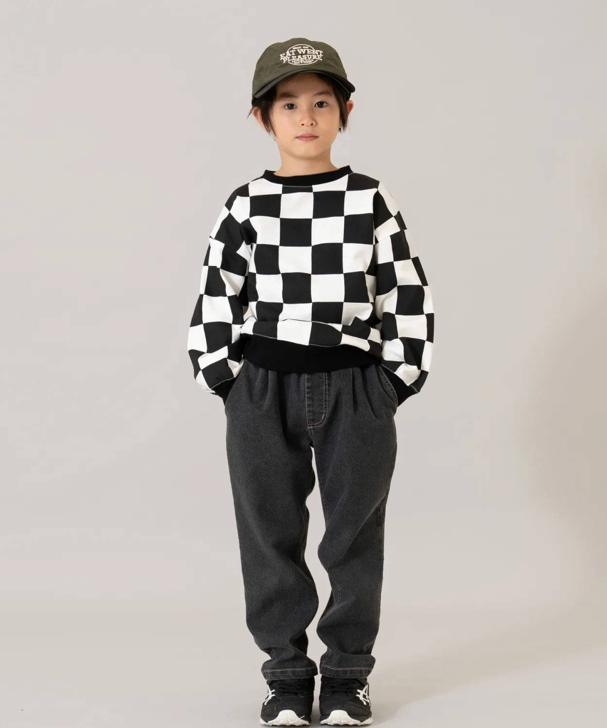 Детские джинсы с сужающимся кроем Denim Tapered Pants and D. petit main серые — фото 2