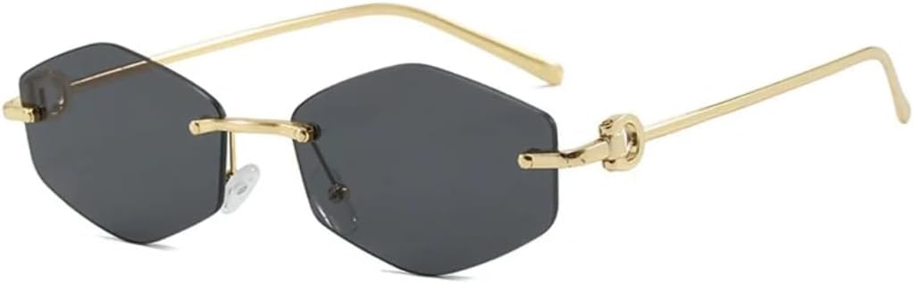 

Солнцезащитные очки для мужчин и женщин - защита UV400 - металлические петли, маленькая оправа, градиентные линзы, для занятий спортом на открытом воздухе и вождения DSVIGF, Golden Black