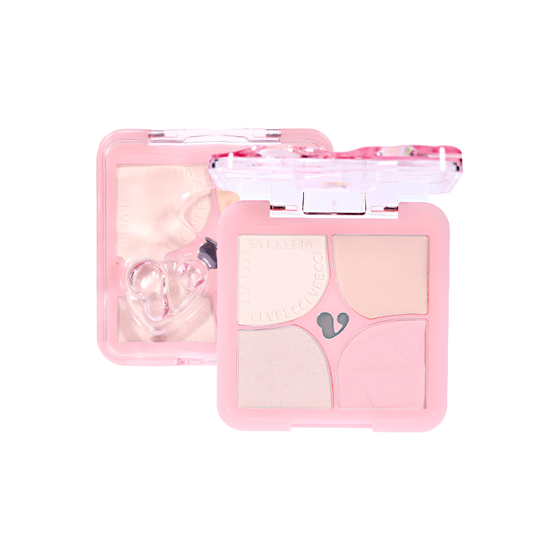 

Палитра хайлайтеров без макияжа триколор натуральная VEECCI, G03 Strawberry Cream Puff [Skin Tone Neutral]