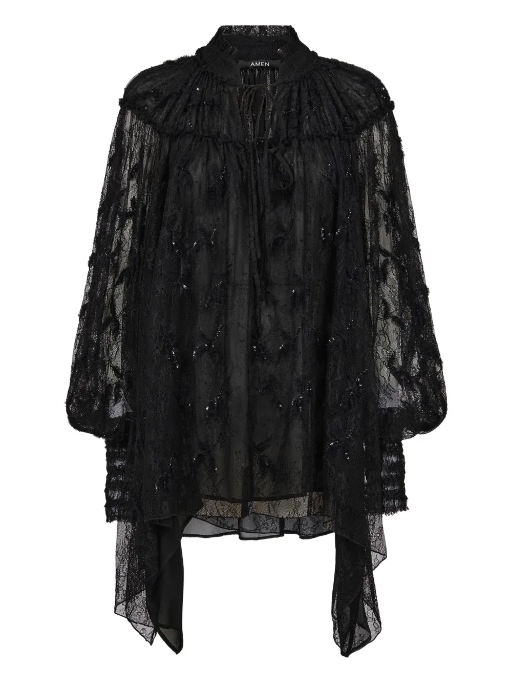 

Блузка с кружевной отделкой Amen, черный