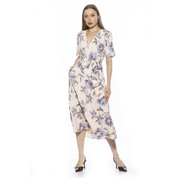 

Женское платье миди Larisa с завышенной талией и поясом Alexia Admor, цвет blue floral