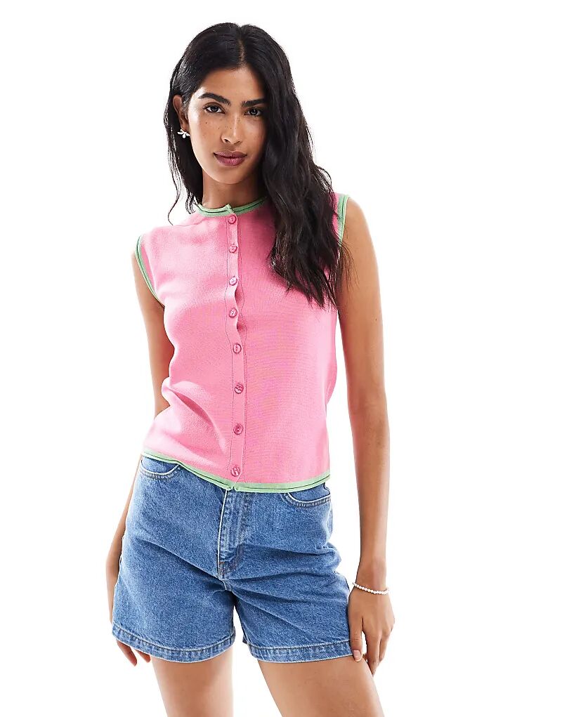 

Жилет тонкой вязки ASOS DESIGN розового и зеленого цветов
