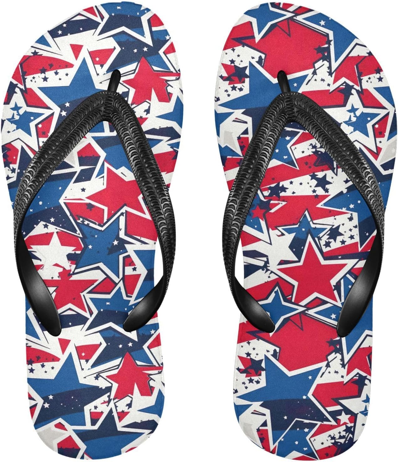 

Женские и мужские шлепанцы SPRIPORT с акварельными звездами, патриотический синий, узкие, удобные повседневные вьетнамки с амортизирующей стелькой, нескользящей резиновой подошвой, для душа, ванной, пляжа и прогулок летом