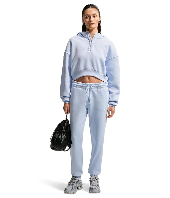 Худи Nike Sportswear Phoenix Fleece Oversized Crop Henley, Hydrogen Blue/Sail — фото 2