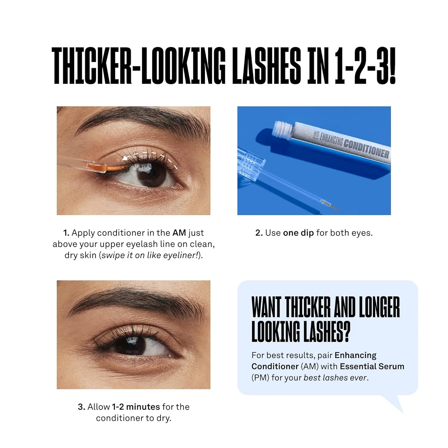 Babe Original Babe Lash Enhancing Conditioner - кондиционирующая сыворотка для ресниц с пептидами и биотином, способствует более густому и объемному виду, дополнение к Essential Lash Serum 3 мл, на 4 месяца (2 шт.) — фото 3