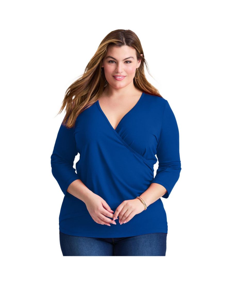 

Женский топ с боковыми складками и имитацией запаха AVENUE, Dark sapphire