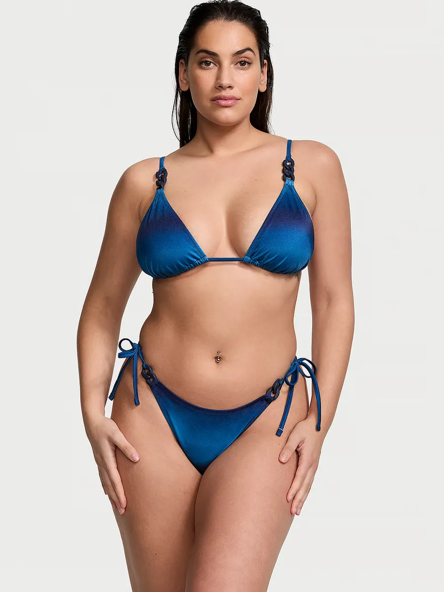 

Топ бикини с треугольными звеньями и цепочками Victoria'S Secret Swim, синий