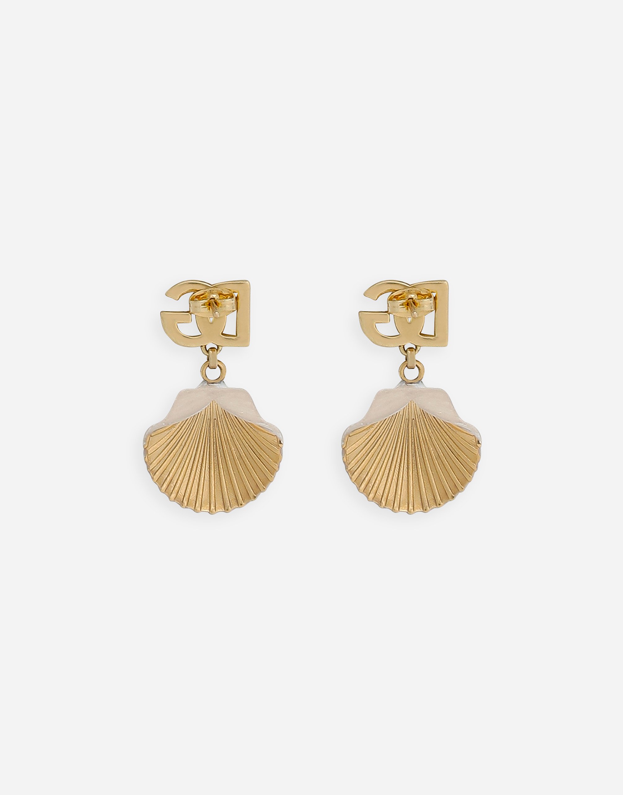 Серьги с логотипом dg и ракушкой Dolce & Gabbana, золото — фото 3