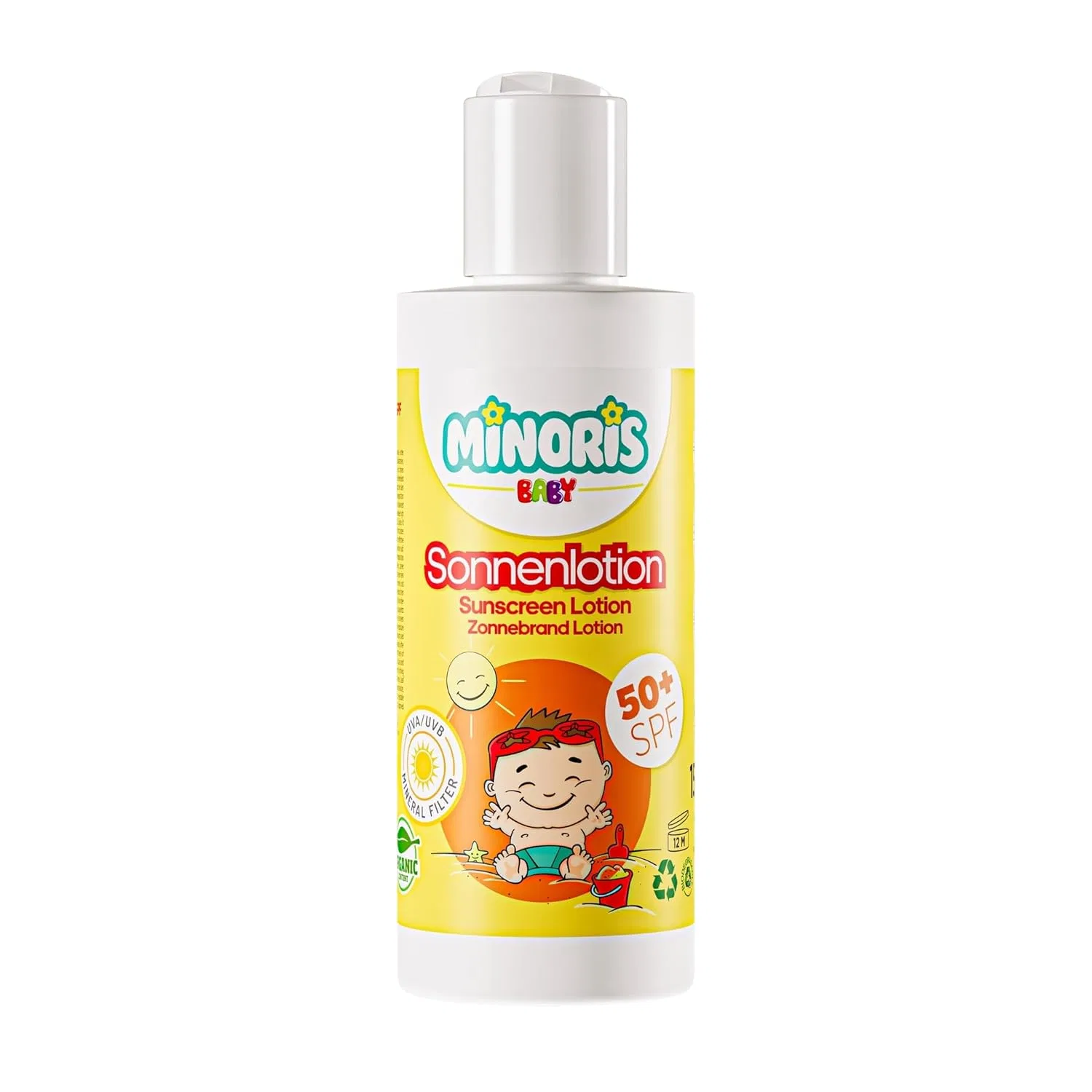 Детский солнцезащитный крем Minoris Baby SPF 50+ с оксидом цинка, 150 мл Minoris