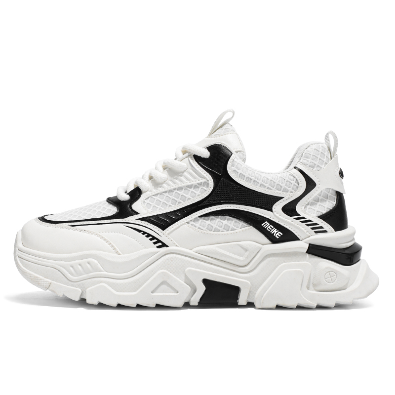 

Нескользящие, износостойкие, дышащие низкие кроссовки на массивной подошве для мужчин MEIKE, White Black