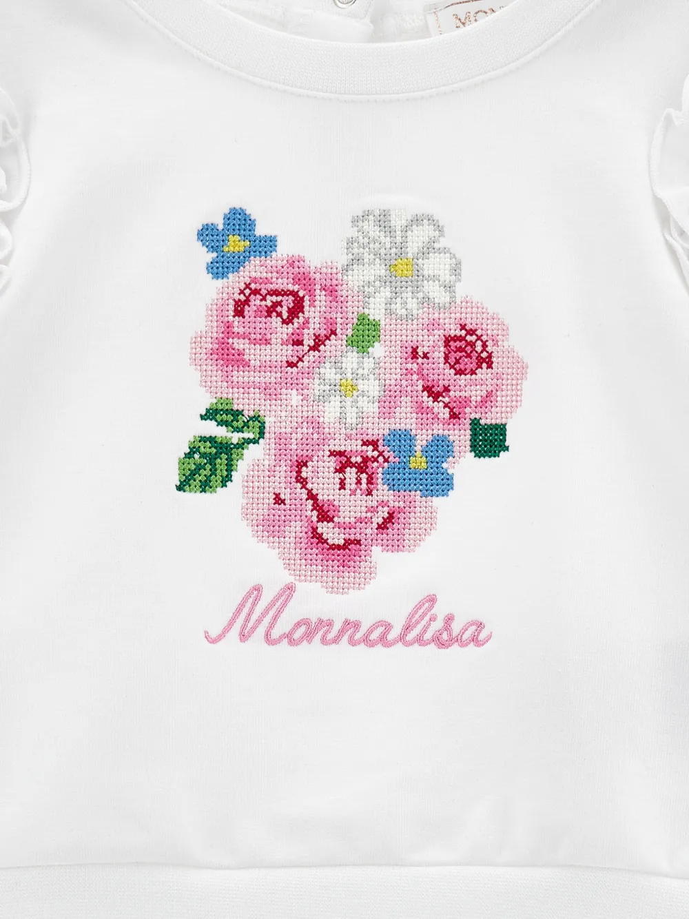 Толстовка с цветочной вышивкой Monnalisa, белый — фото 3