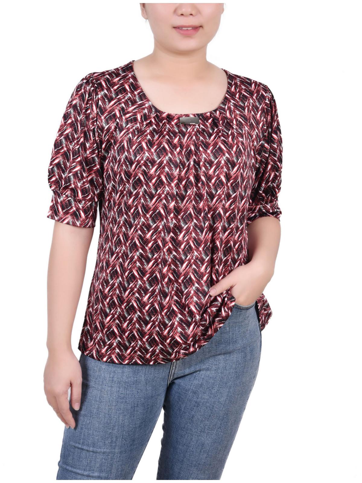 

Женский топ-пуловер Petites Printed NY Collection, цвет black wine zigzag