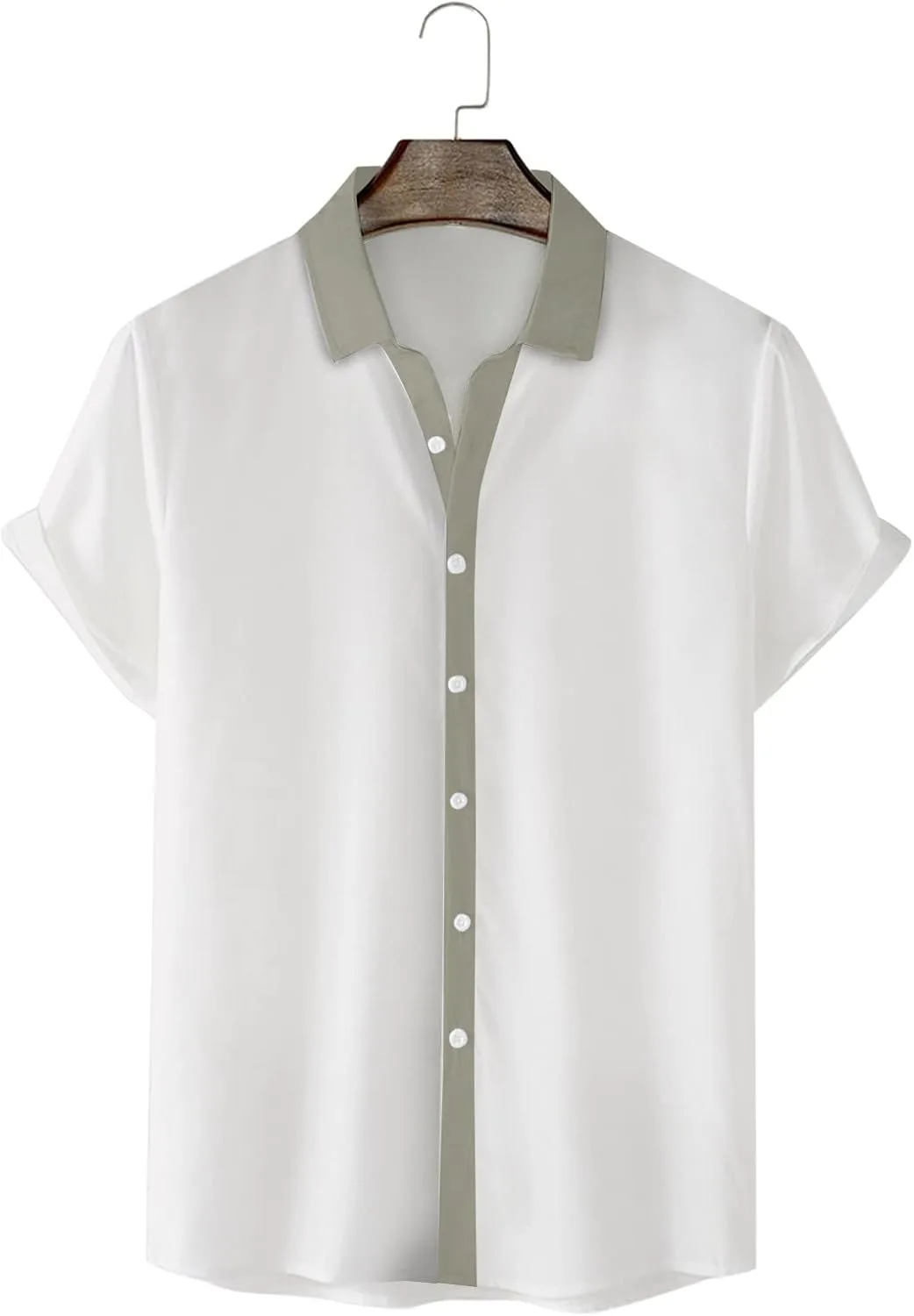Мужская стильная рубашка с лацканами и короткими рукавами и футболка Casual Top Generic, зеленый — фото 4
