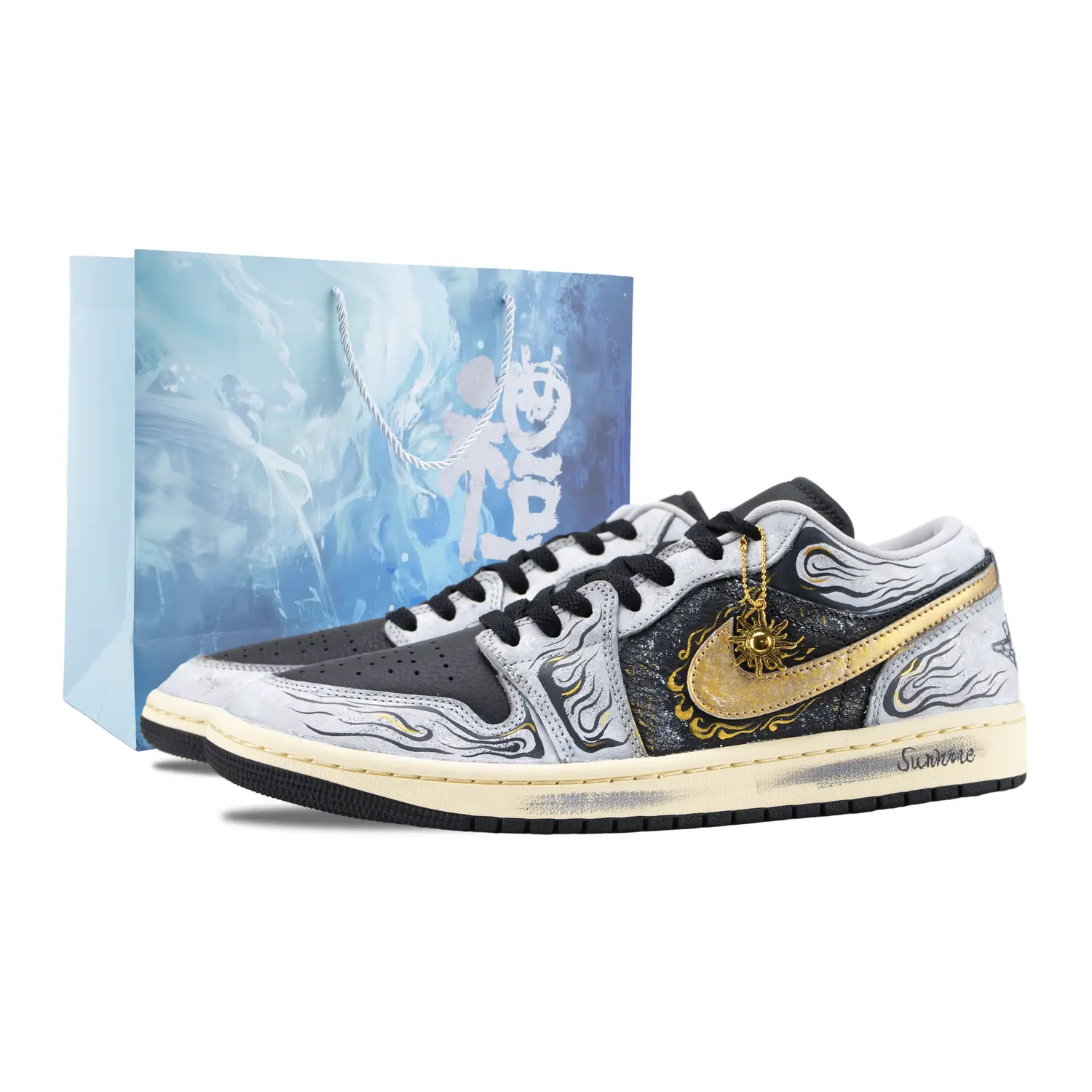 

Jordan Кроссовки Air 1 Daylight Abrasion Resistant низкие мужские Vintage баскетбольные черные gold