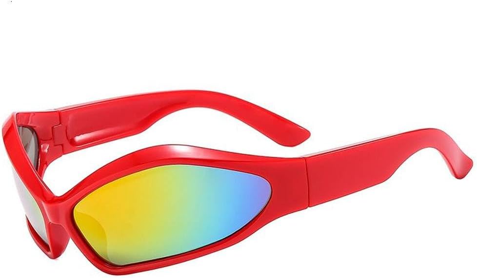 

Спортивные солнцезащитные очки в стиле стимпанк для женщин, ретро-очки овальной формы с изображением фенека для мужчин, модные солнцезащитные очки в стиле панк неправильной формы HYYZZC, C6 Red Film