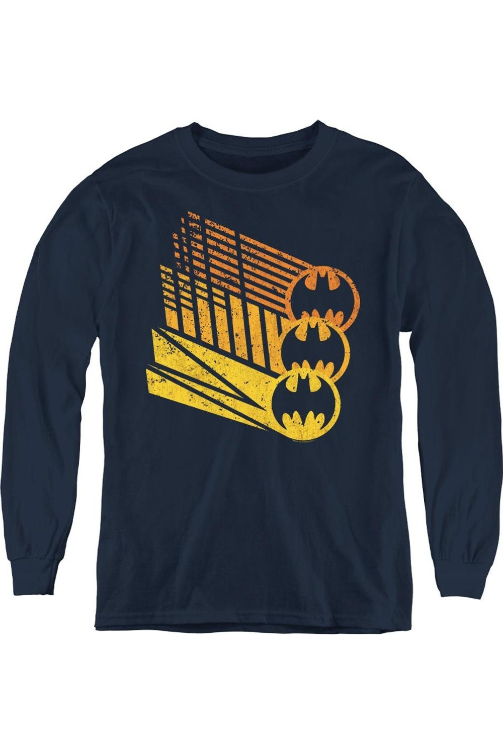 

Футболка с длинным рукавом для детей с силуэтом Бэт-сигнала Batman Gildan, темно-синий